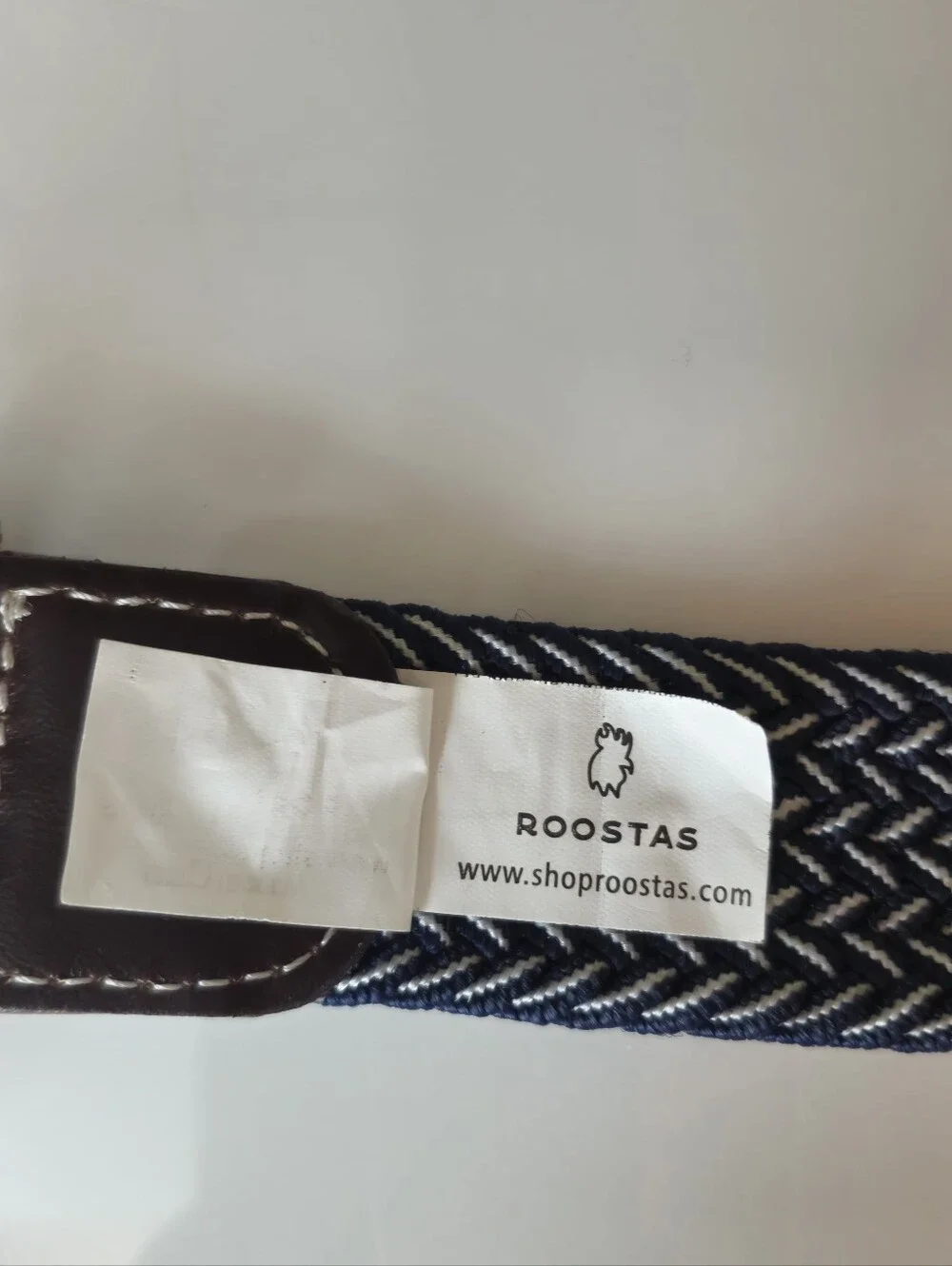 Roostas Ponte Vedra Belt Mens M 33-38 Navy White Woven Stretch Golf Preppy